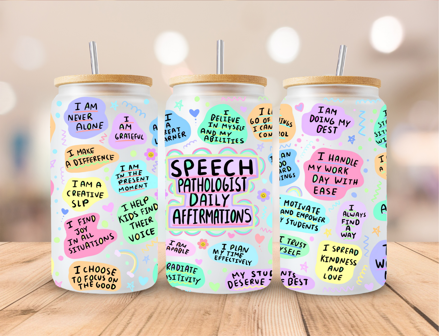 Medical Speech Pathologist Daily Affirmations - 16 oz Libby UV DTF Wrap