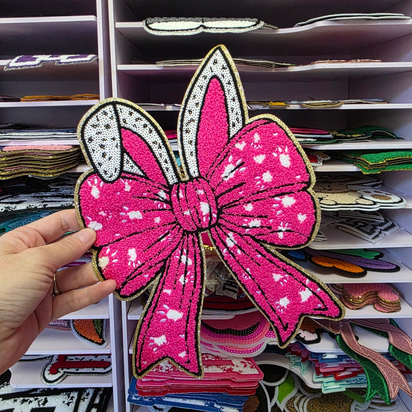 Easter Bunny Bow Chenile Patch