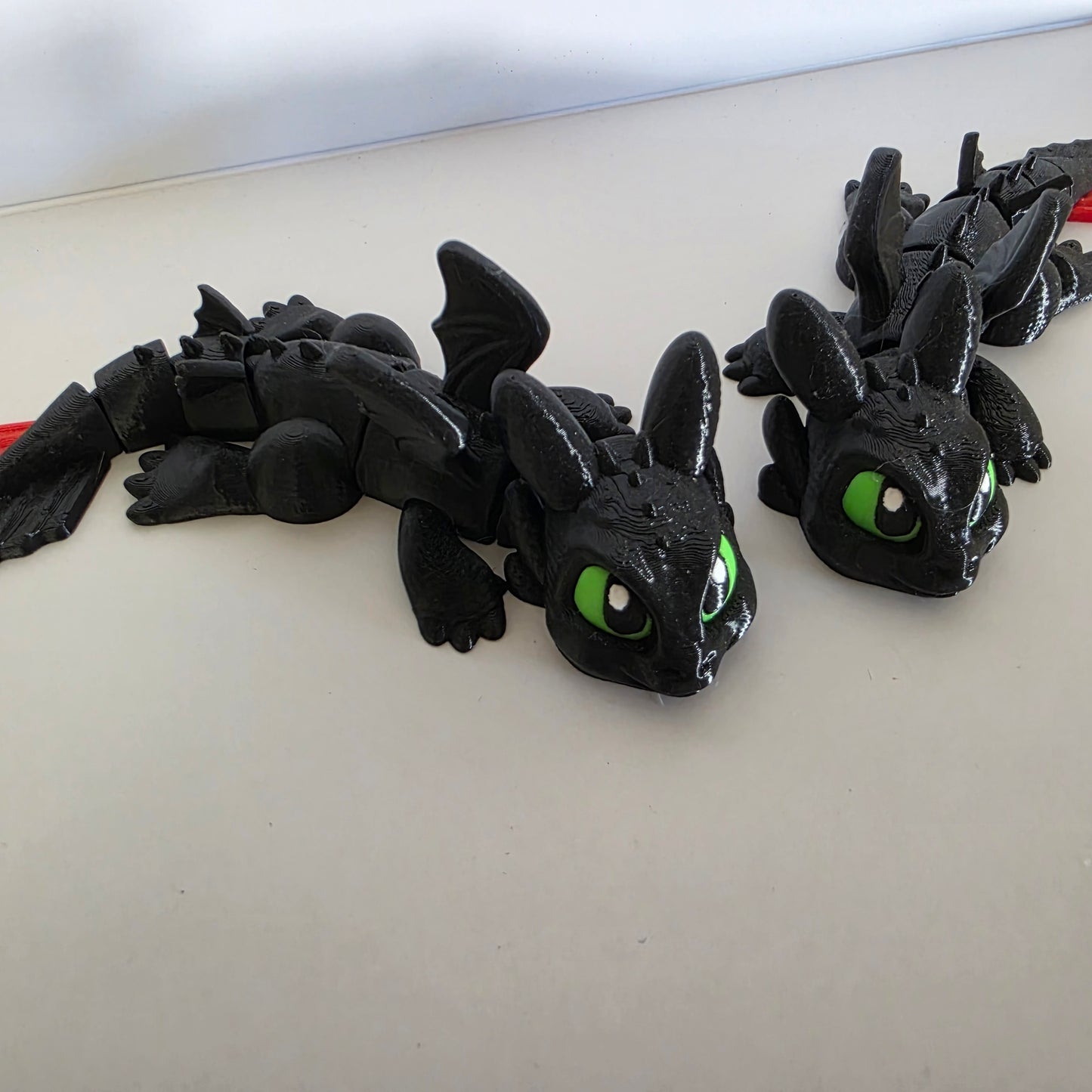 Articulated Flexi Christmas Black Furry Winged Dragon Poseable 3D Printed Toy