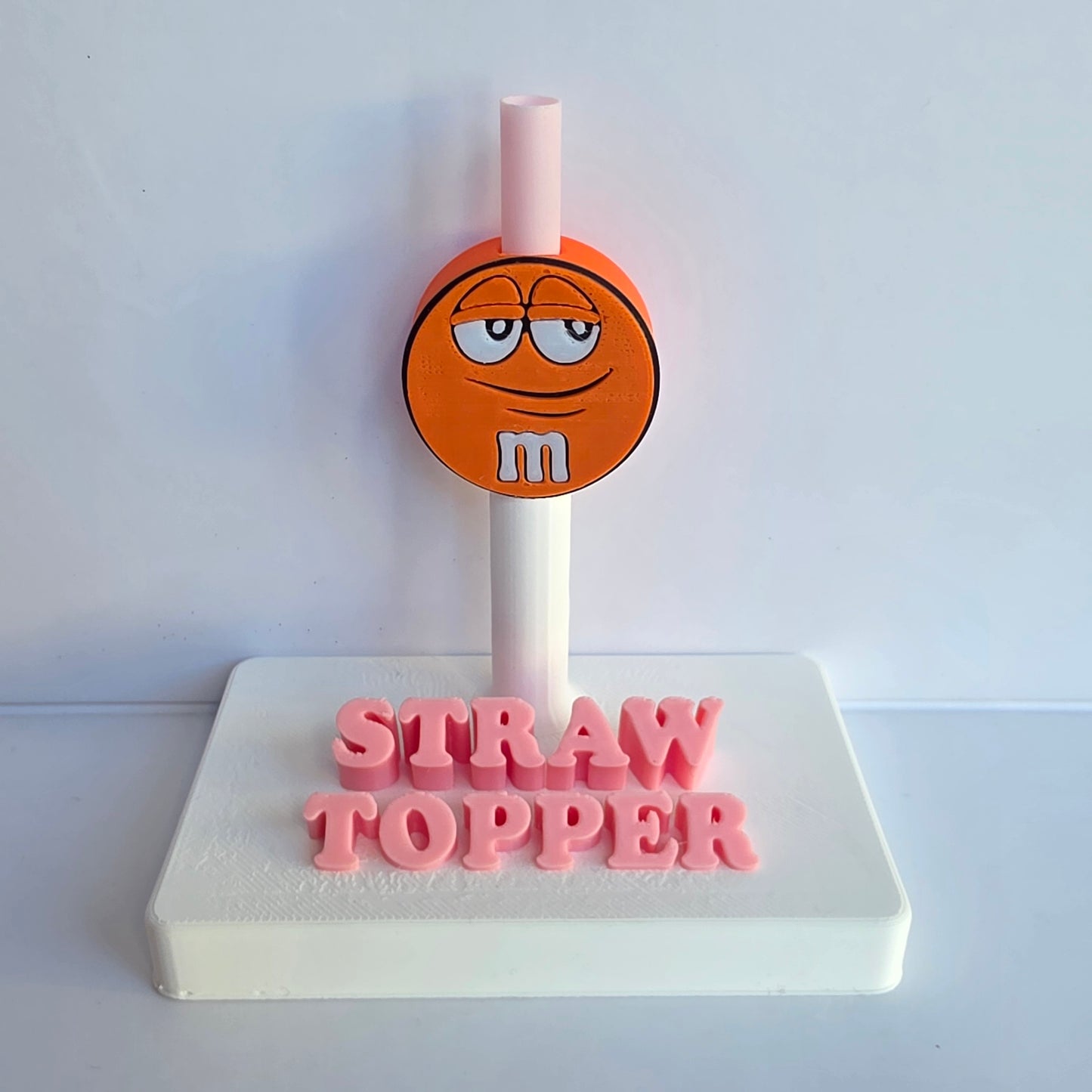 Orange MM Candy 3D Printed Straw Topper