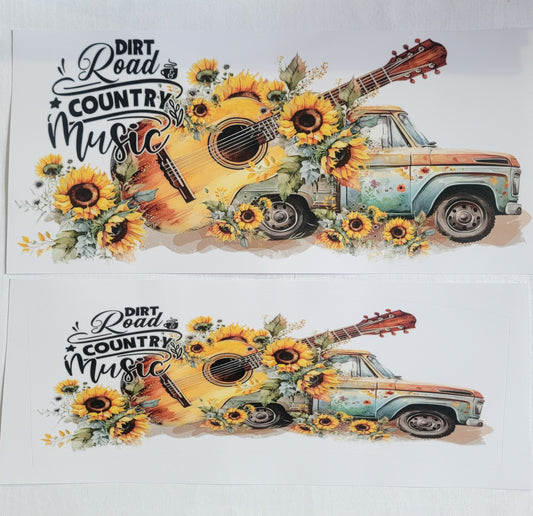 Sunflower Dirty Road Country Music - 40 oz Stanley Dupes Wrap UVDTF