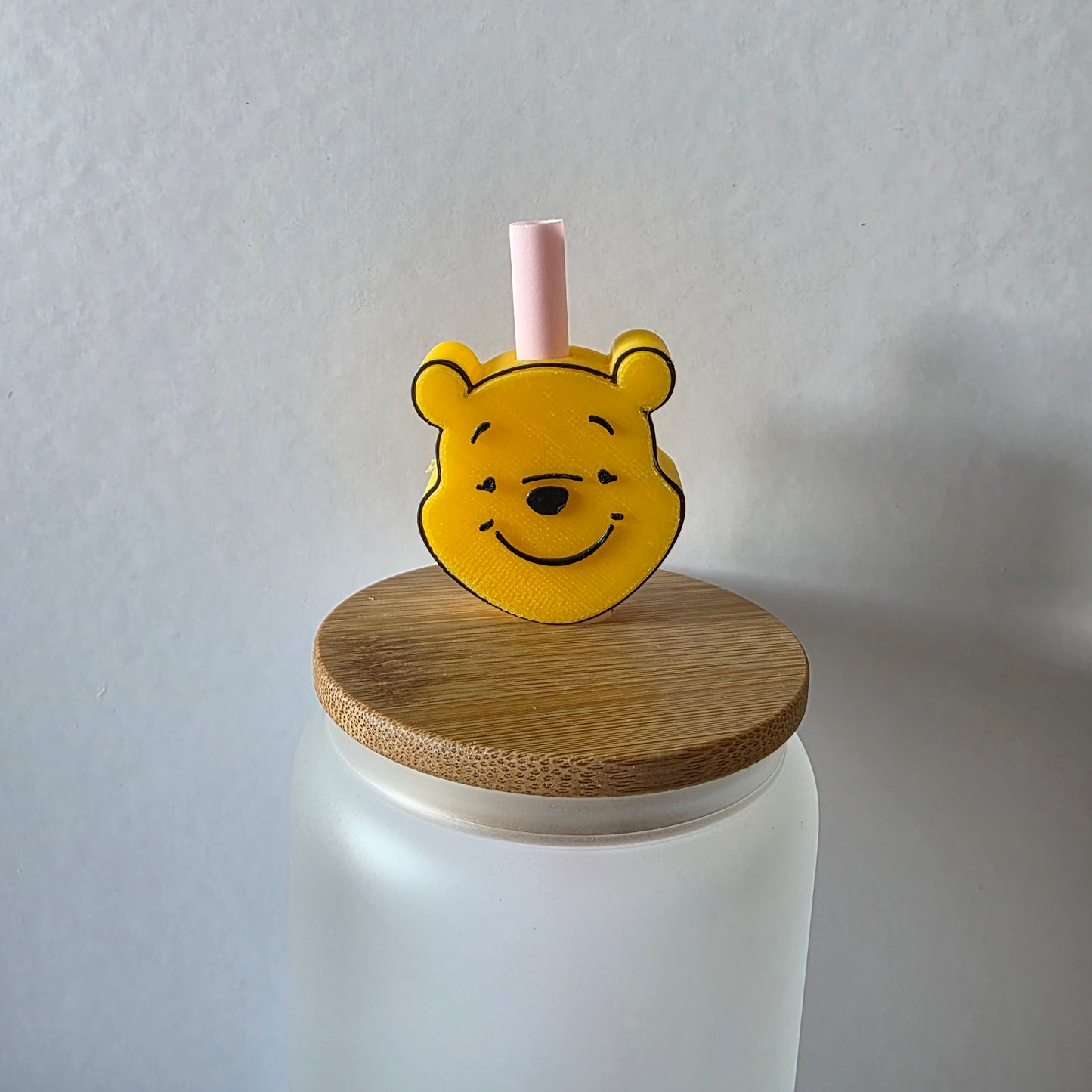 Smiling Yellow Bear 3D Printed Straw Topper