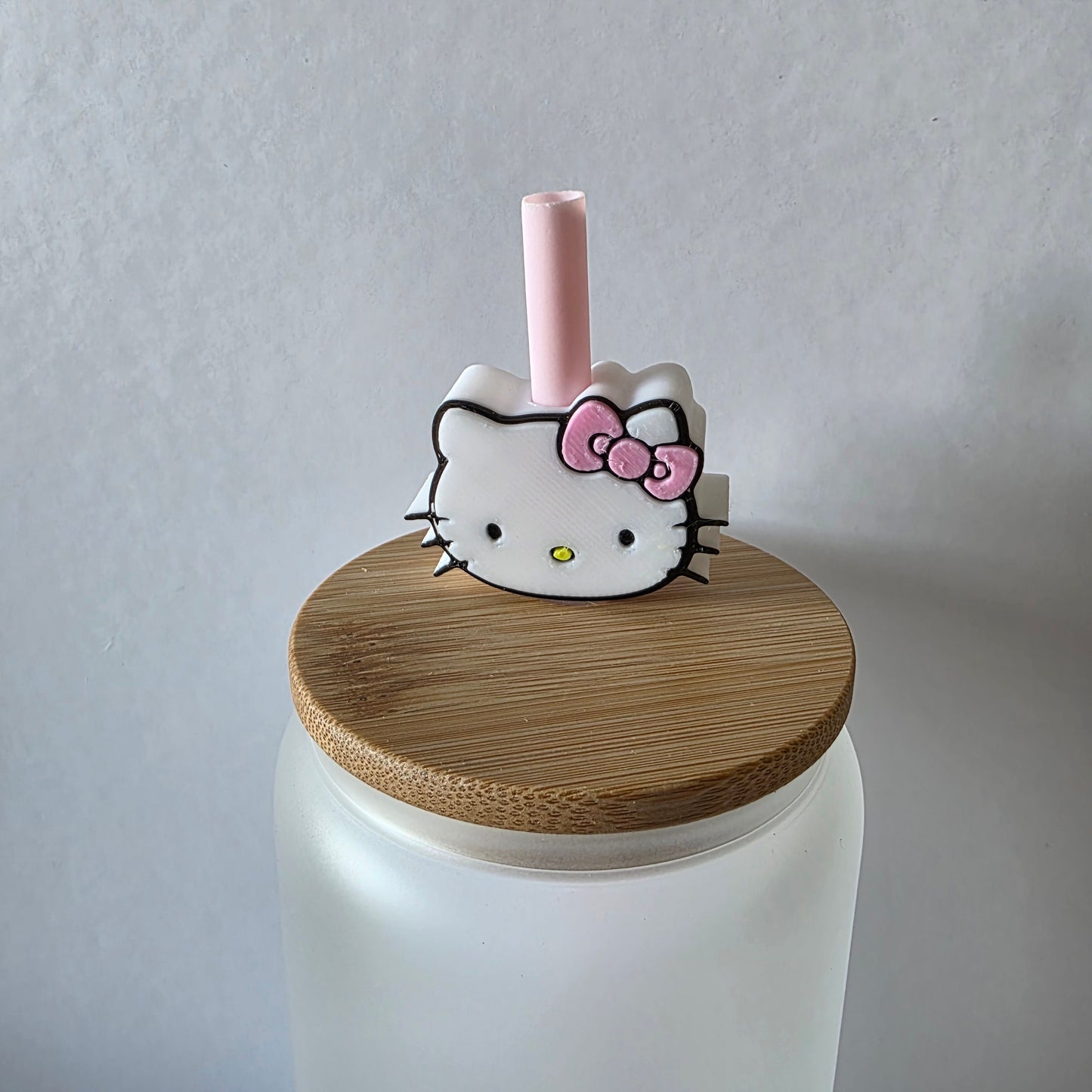 Kitty and Pink Bow 3D Printed Straw Topper
