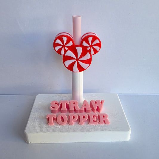 Christmas Peppermint Mouse 3D Printed Straw Topper