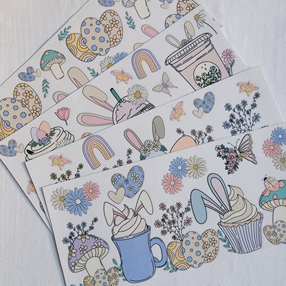 Floral Spring Retro Bunny Happy Easter Bundle - Libby UV DTF Wrap Bundle