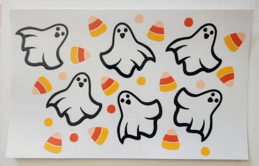 Halloween Candy Corn Ghosts - 24 oz cold cup Wrap RTS