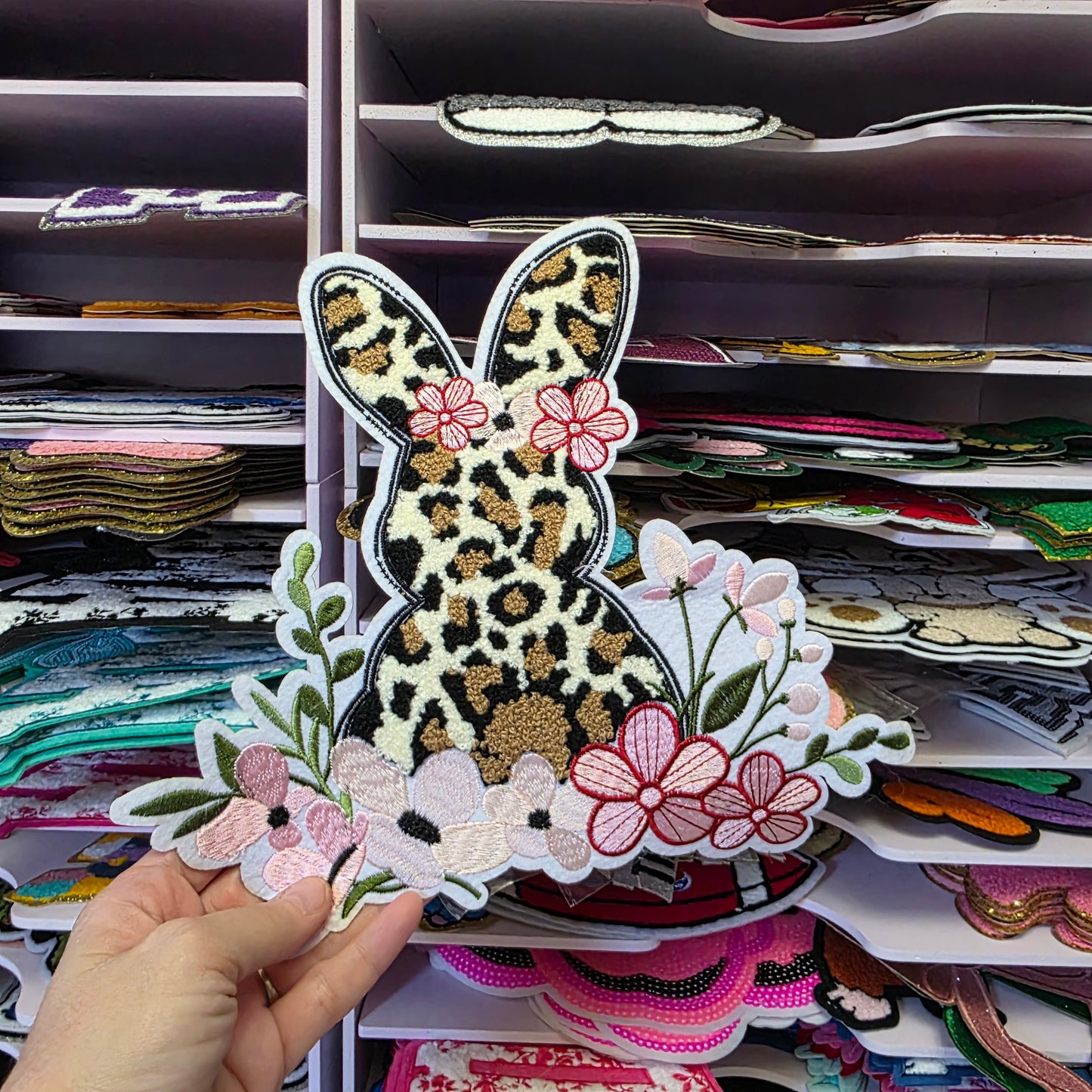 Floral Easter Bunny Chenile Patch