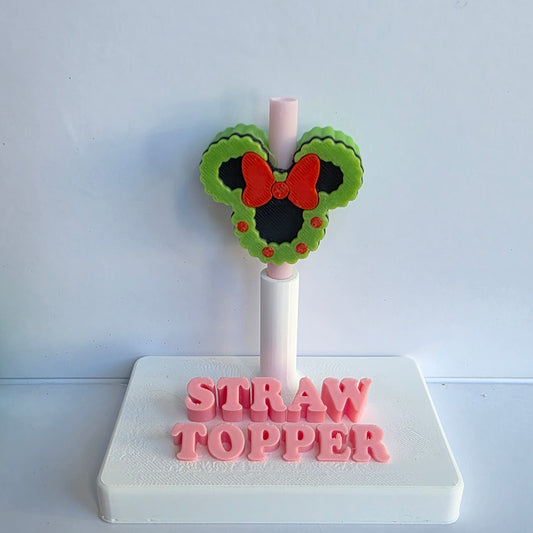 Christmas Mouse Wreath 3D Printed Straw Topper