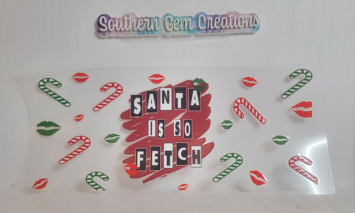 Santa Is So Fetch Christmas - 16 oz Libby UV DTF Wrap RTS