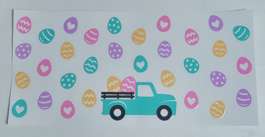 Easter Pastel Easter Egg Truck - 16 oz Libby UV DTF Wrap RTS