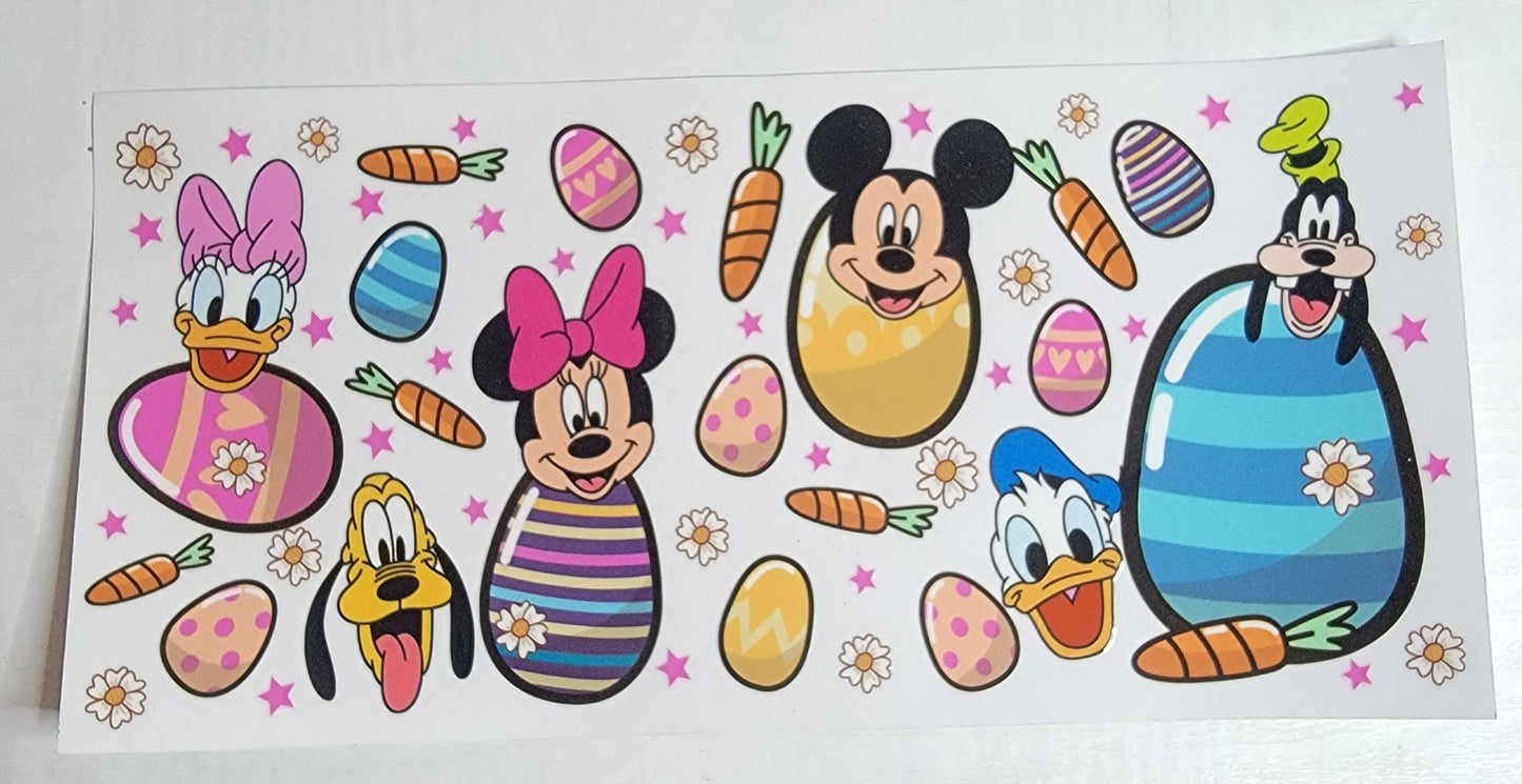 Easter Mouse in Eggs and Friends With Carrots and Flowers - 16 oz Libby UV DTF Wrap RTS