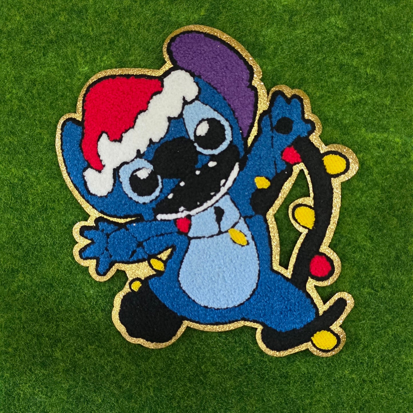 Lighted Christmas Blue Alien Chenile Patch
