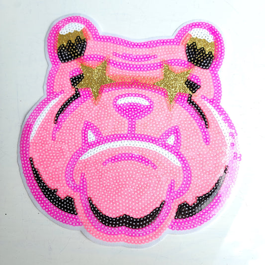 PINK BULLDOG Sequin Patch