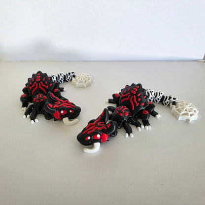 Articulated Flexi Christmas Black and Red Spider Dragon Poseable 3D Printed Toy