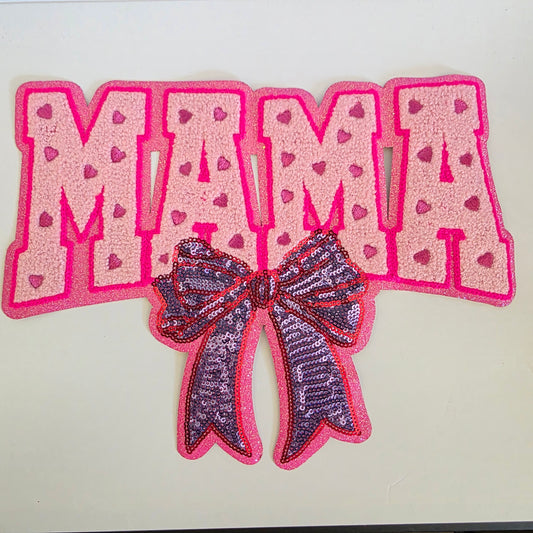 Pink Mama and Bow - Chenile Patch
