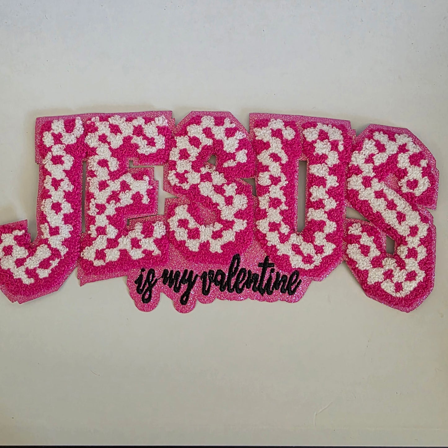 Pink Checkered JESUS - Chenile Patch