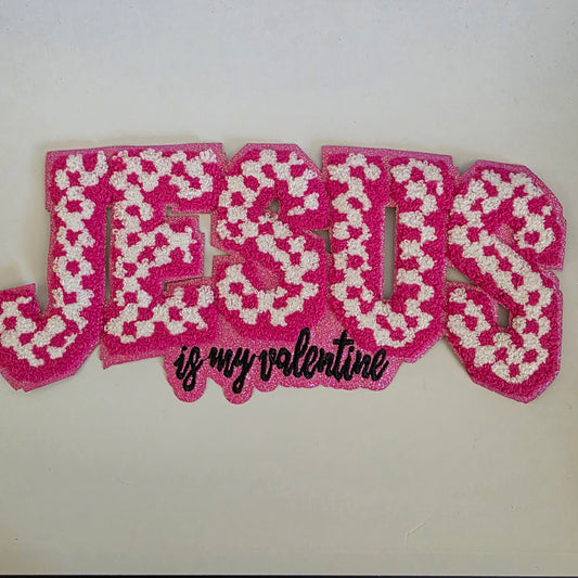 Pink Checkered JESUS - Chenile Patch