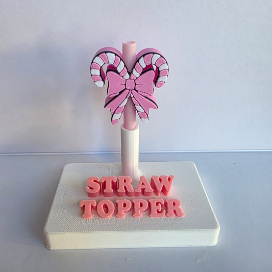 Christmas Pink Double Candy Canes 3D Printed Straw Topper