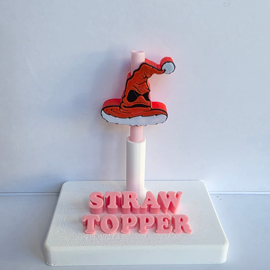 Wizard Red Christmas Hat 3D Printed Straw Topper