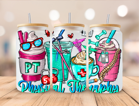 Medical Coffee PT Physical Therapy - 16 oz Libby UV DTF Wrap