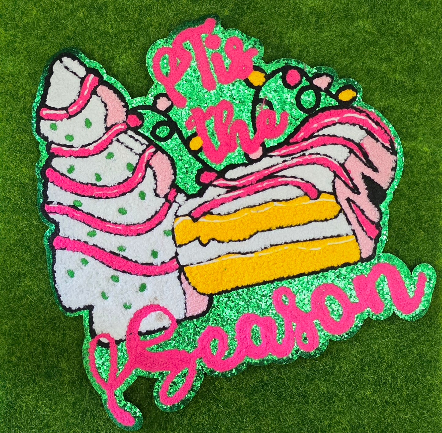 Tis The Season Tree Cake Christmas Chenile Patch