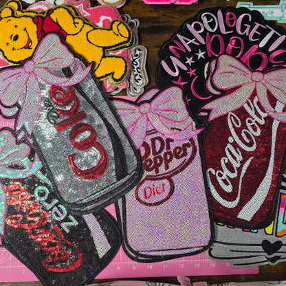 Cola Diet Zero Soda Drink - Sequin Patch