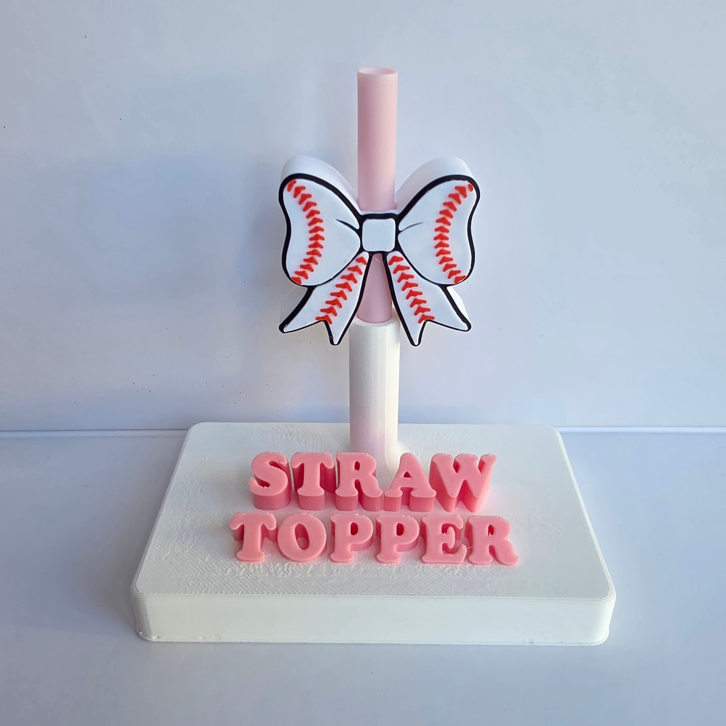Baseball Bow 3D Printed Straw Topper