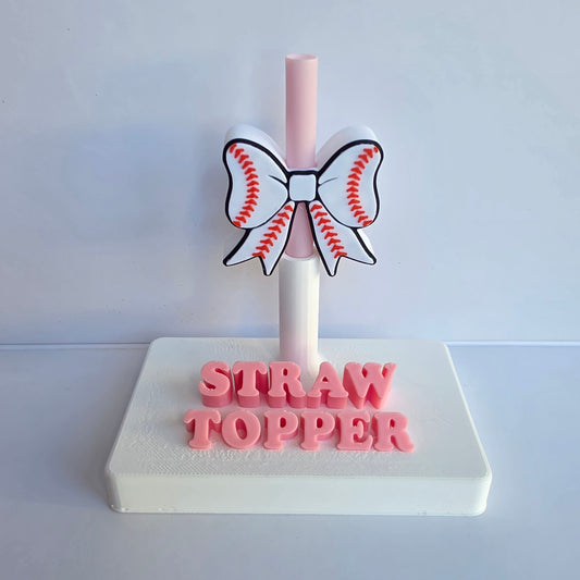 Baseball Bow 3D Printed Straw Topper