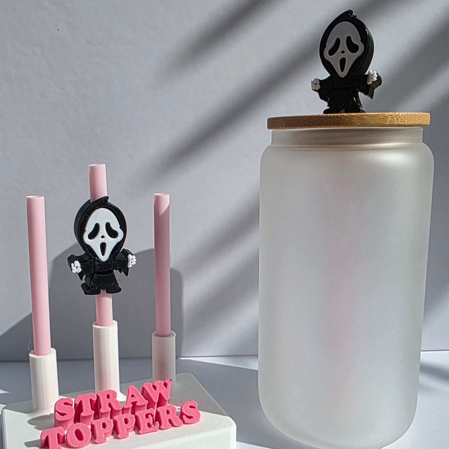 Halloween Horror Ghost Face 3D Printed Straw Topper