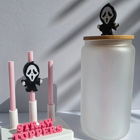 Halloween Horror Ghost Face 3D Printed Straw Topper