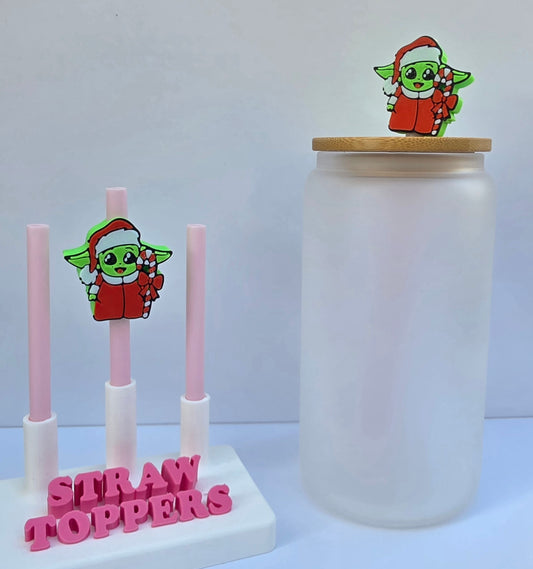 Christmas Space Alien 3D Printed Straw Topper