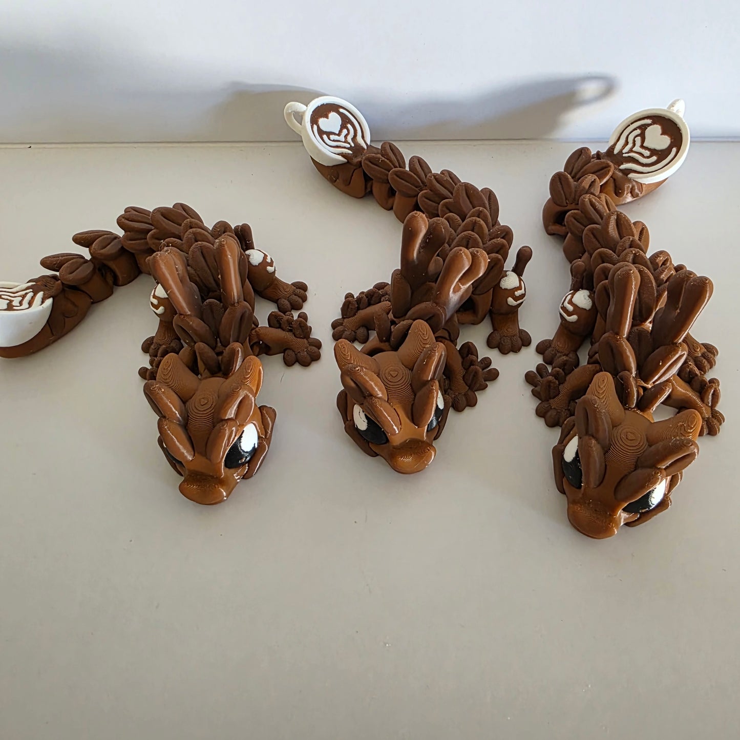 Articulated Flexi Coffee Lattee Espresso Dragon Poseable 3D Printed Toy