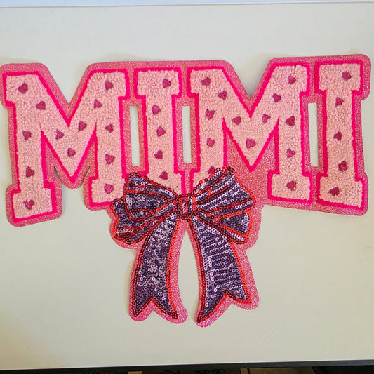 Pink Mimi and Bow - Chenile Patch