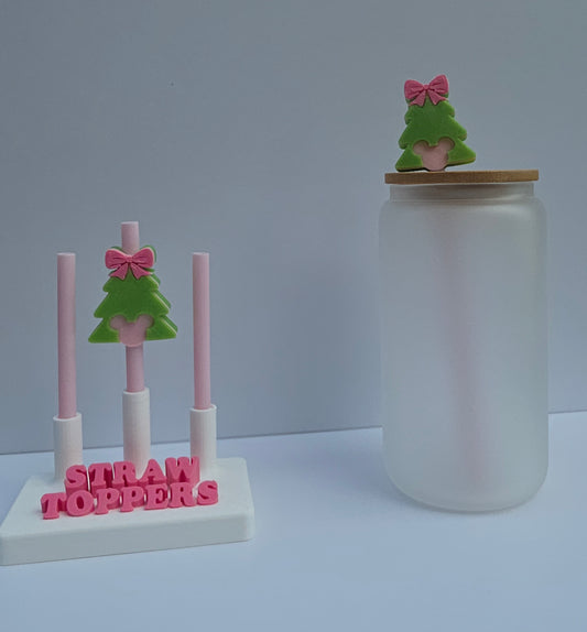 Christmas Mouse Tree And Bow 3D Printed Straw Topper