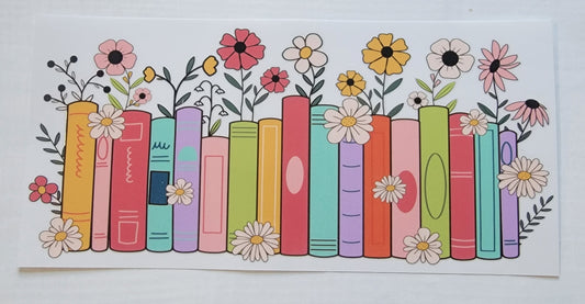 Floral Book Display - 16 oz Libby UV DTF Wrap RTS