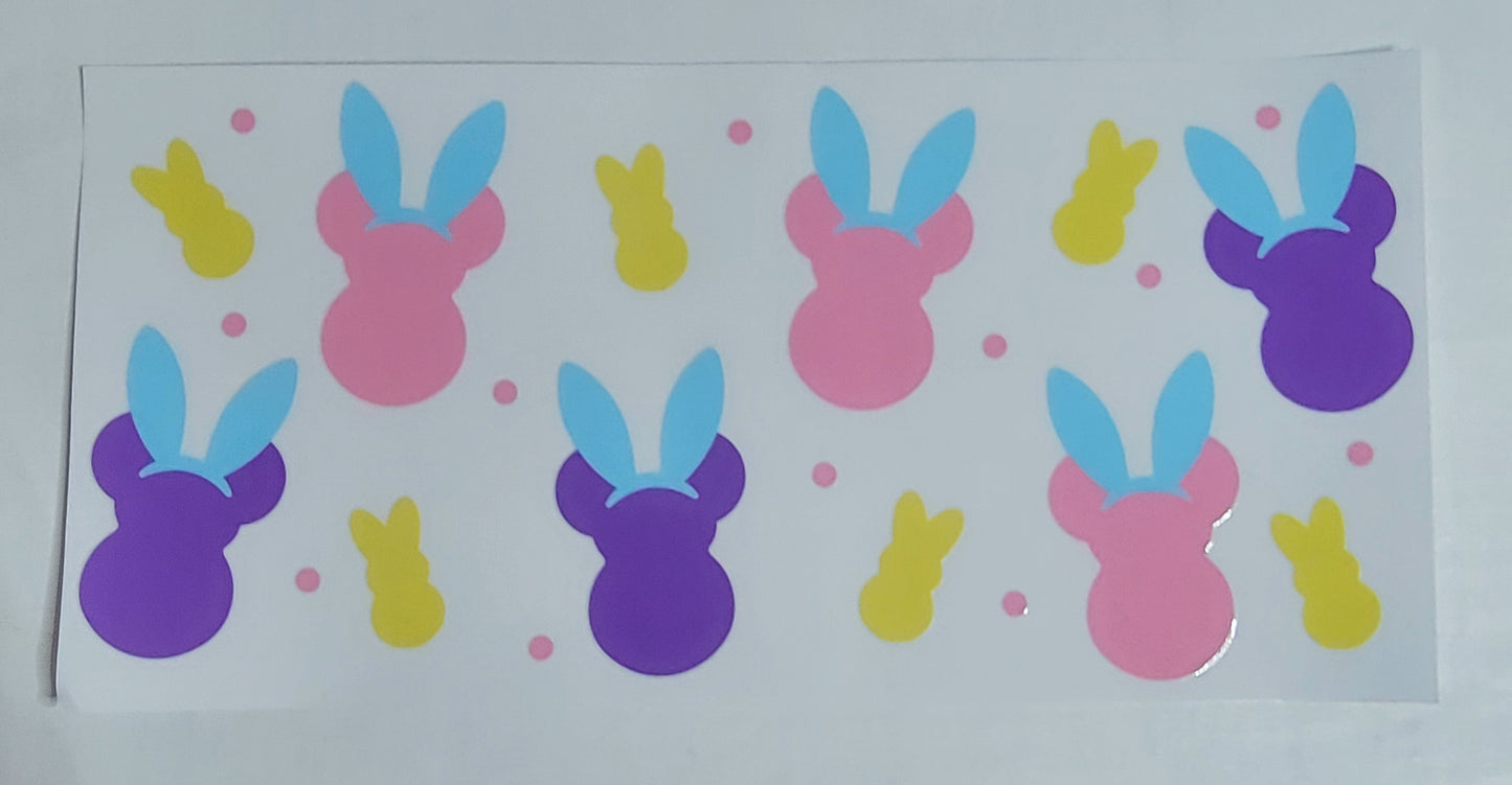 Easter Pastel Easter Bunnies - 16 oz Libby UV DTF Wrap RTS