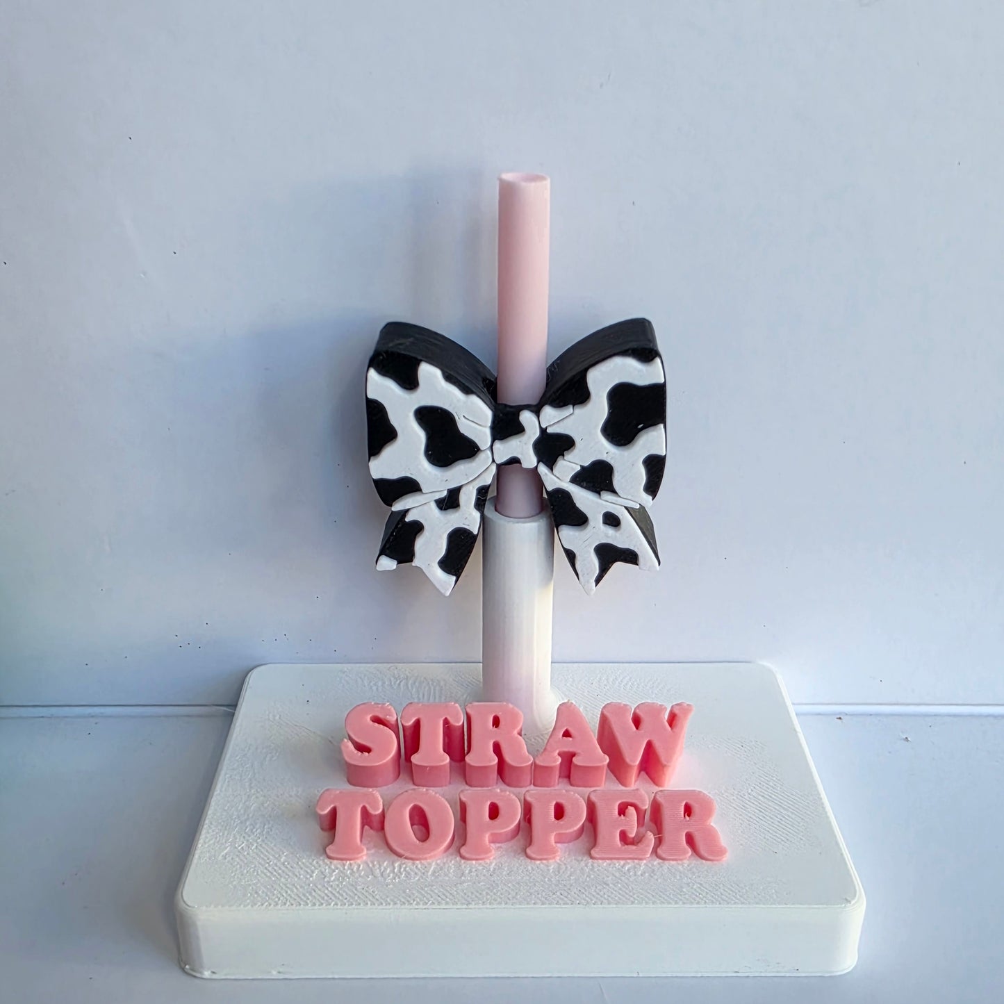 Cow Print Bow 3D Printed Straw Topper