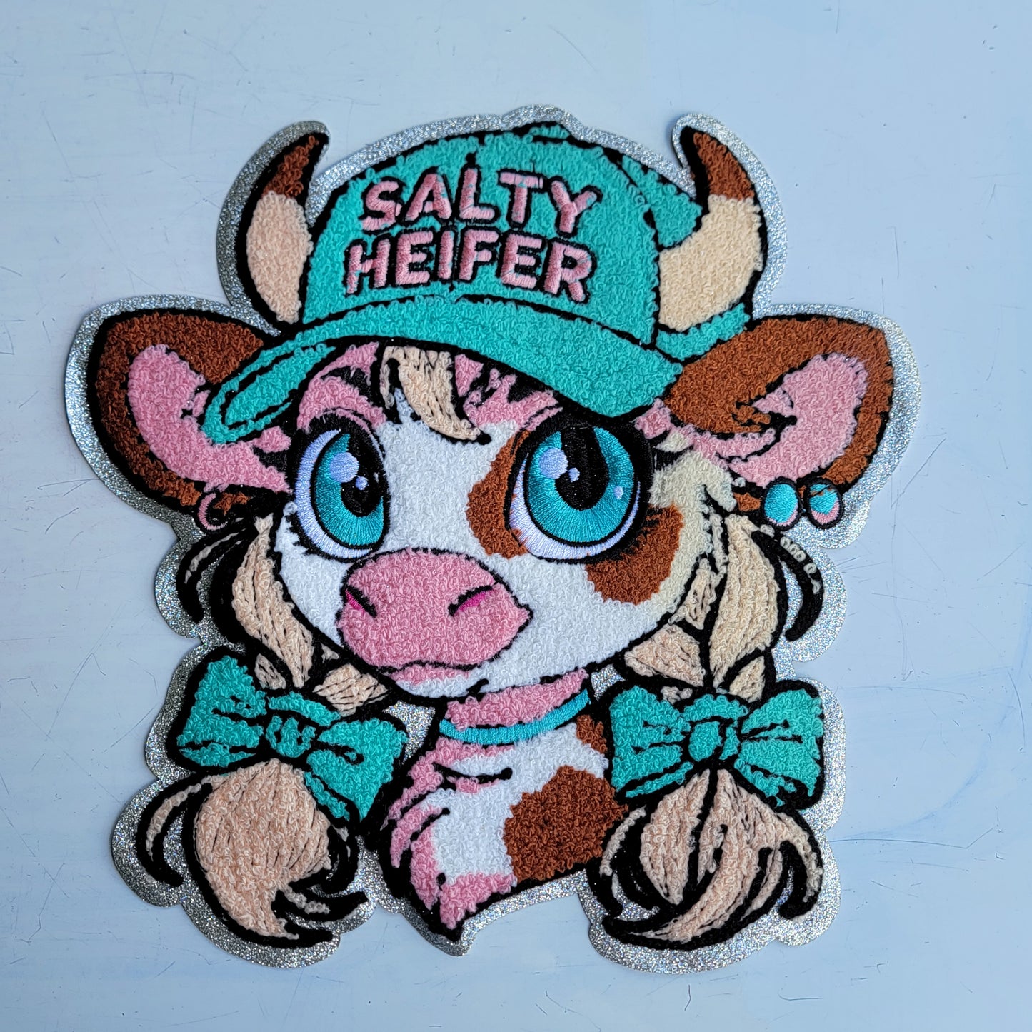 Highland Cow Salty Heifer Chenile Patch