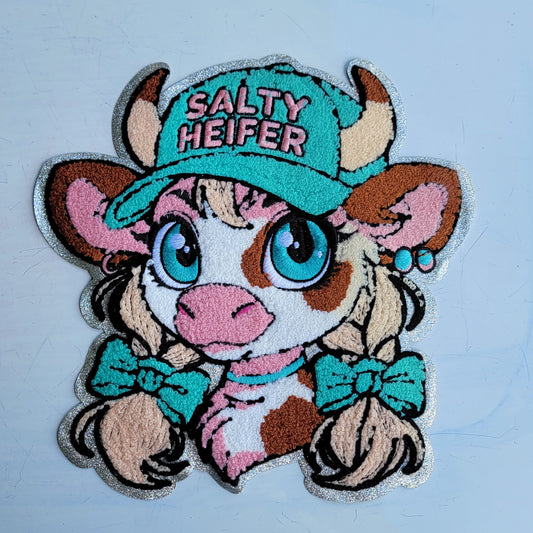 Highland Cow Salty Heifer Chenile Patch