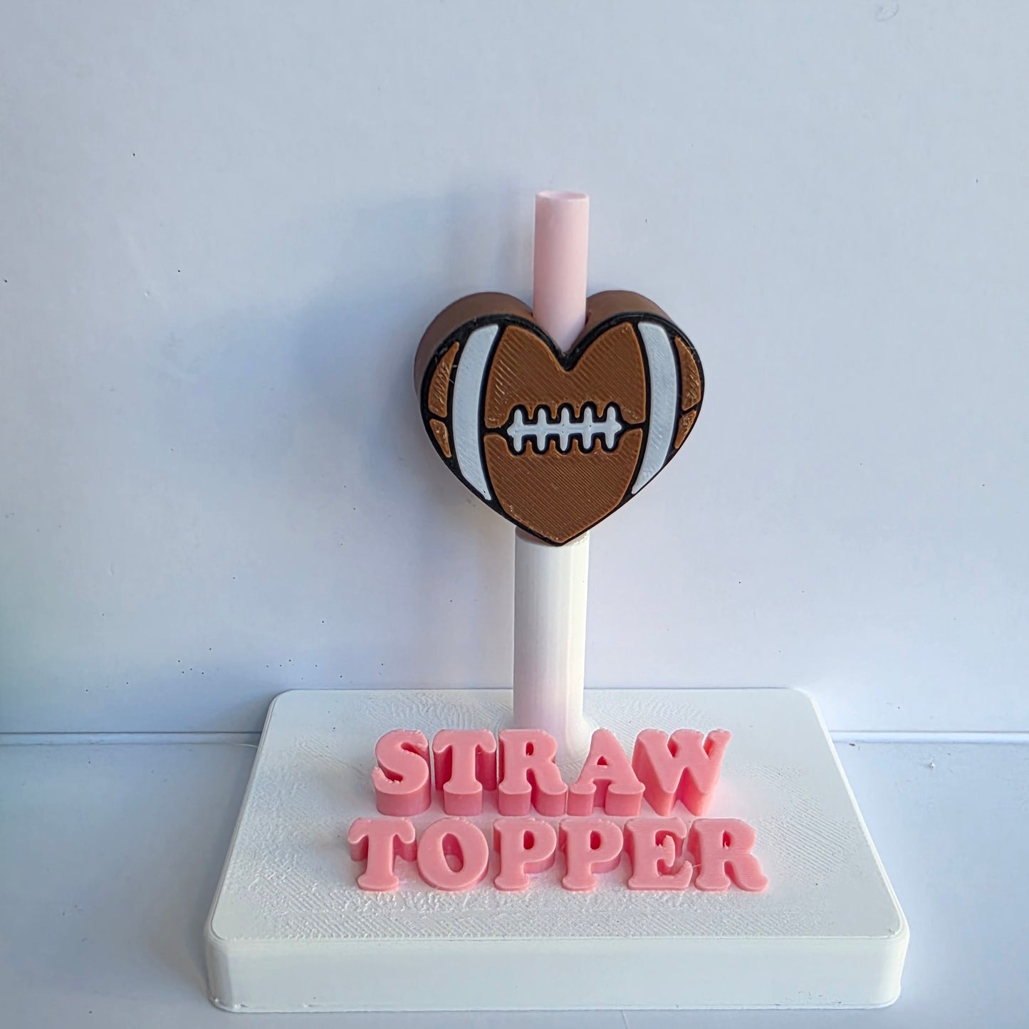 Football Heart 3D Printed Straw Topper
