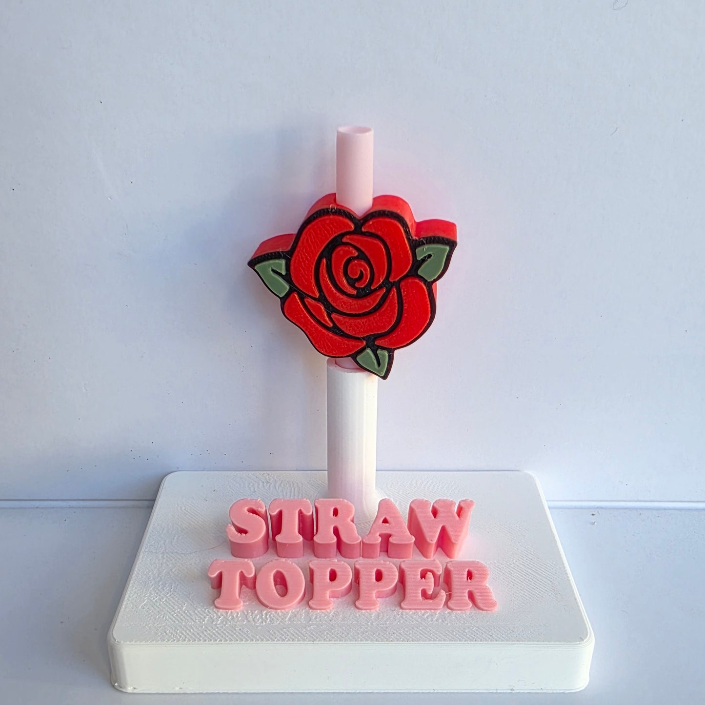 Red Rose 3D Printed Straw Topper