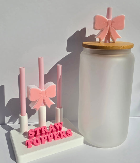 Pink Bow 3D Printed Straw Topper