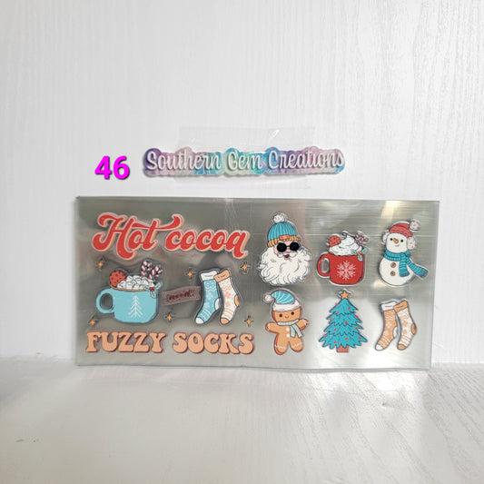 Christmas Blue hot Cocoa and Fuzzy Socks - 16 oz Libby UV DTF Wrap RTS