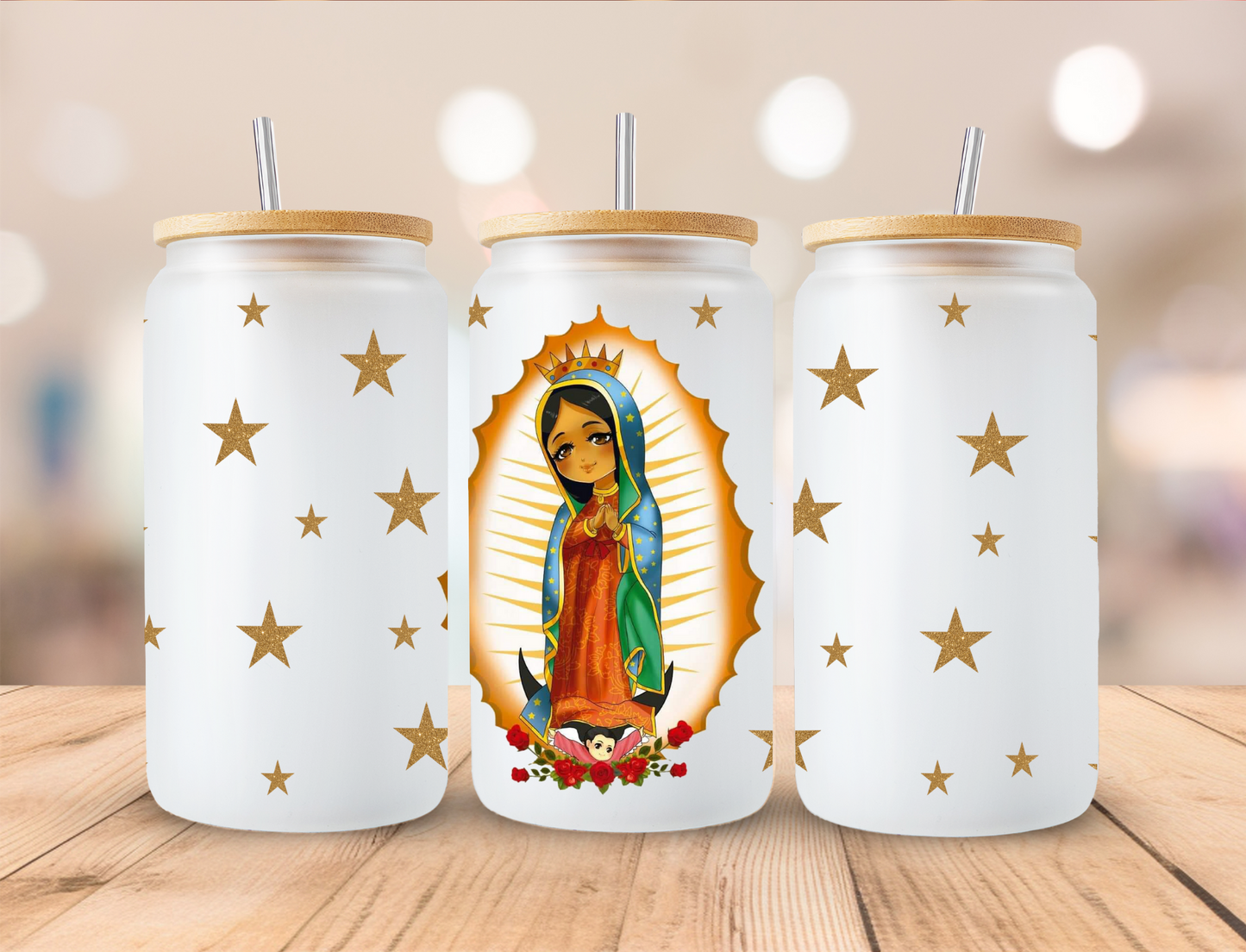 Mexican Virgin Mary - 16oz/20oz Libby UV DTF Wrap