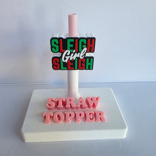 Christmas Sleigh Girl Sleigh 3D Printed Straw Topper