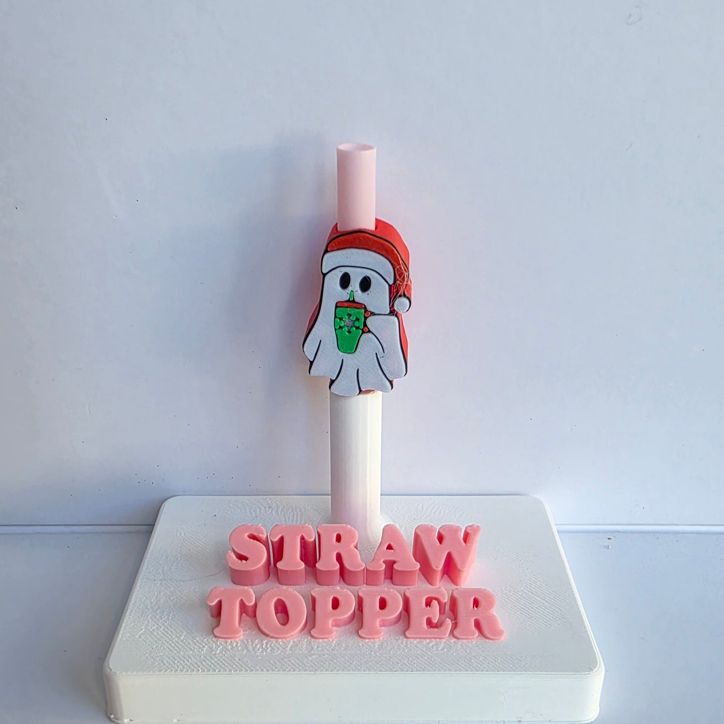 Christmas Ghost And Latte 3D Printed Straw Topper