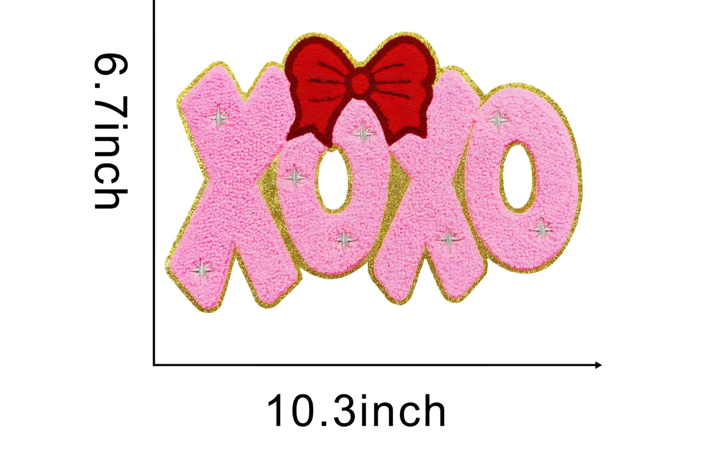 Valentines XOXO Red Bow Chenile Patch