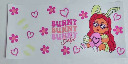 Easter KG Bunny Bunny Babe - 16 oz Libby UV DTF Wrap RTS