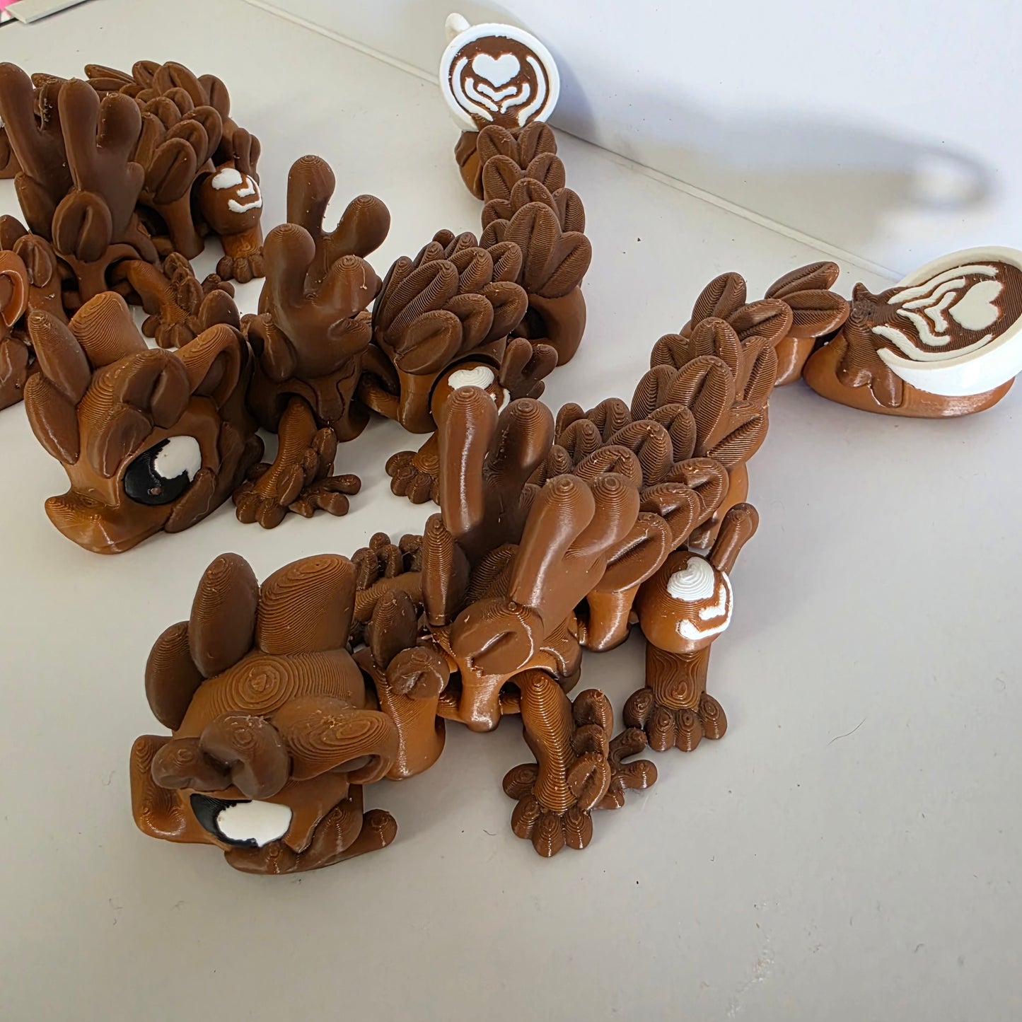 Articulated Flexi Coffee Lattee Espresso Dragon Poseable 3D Printed Toy