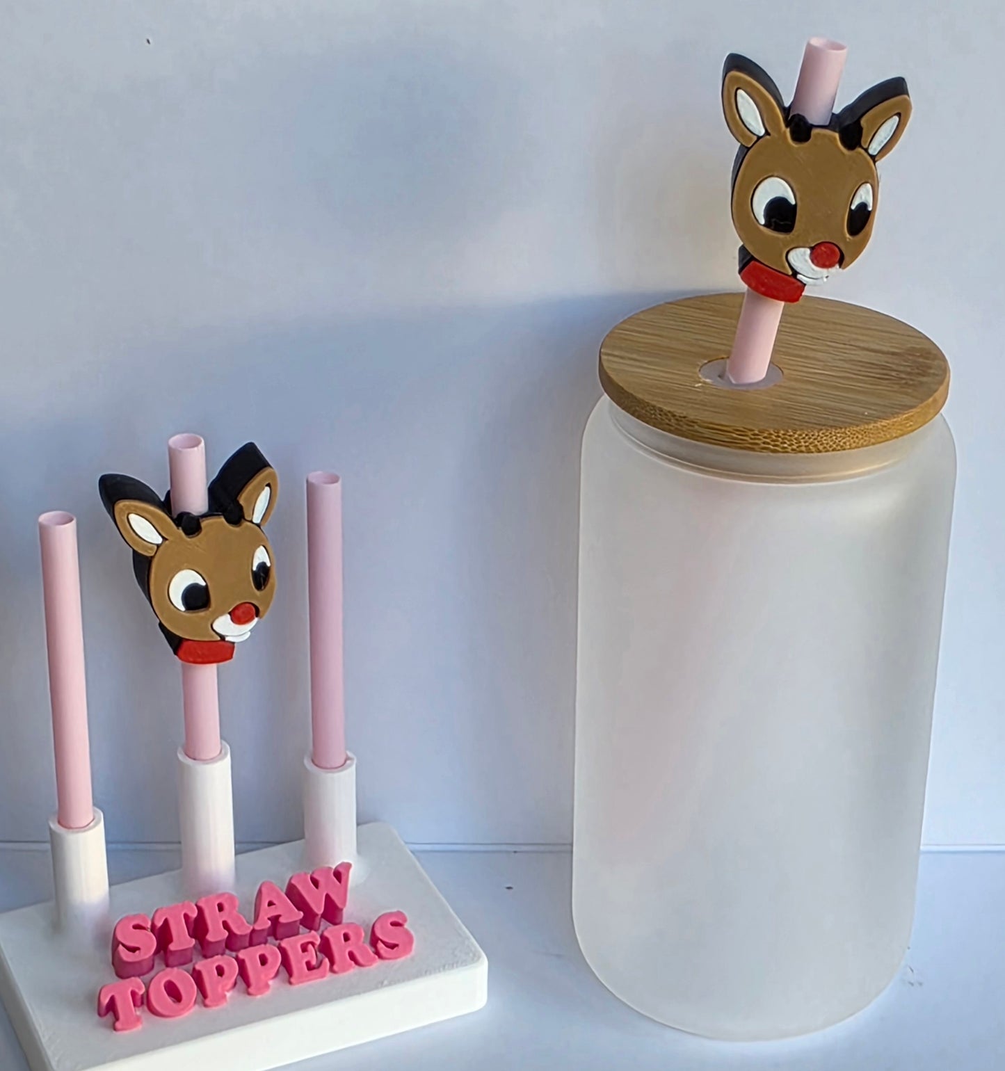 Christmas Reindeer 3D Printed Straw Topper